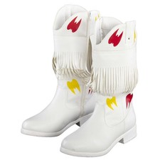 Ultimate Wrestler Warrior White Leather Boots with Logo Custom Made Cosplay