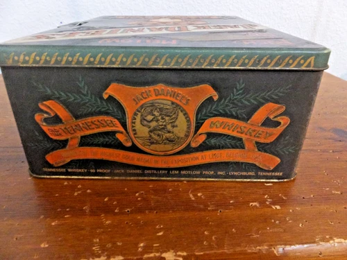 Vintage Jack Daniels Tin Box Old No.7 Tennessee Whiskey Hinged - 2 empty pints