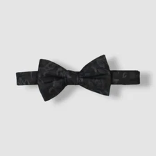 Ryan Seacrest Distinction Men's Black Gray Silk Floral Elodie Pre-Tied Bow Tie