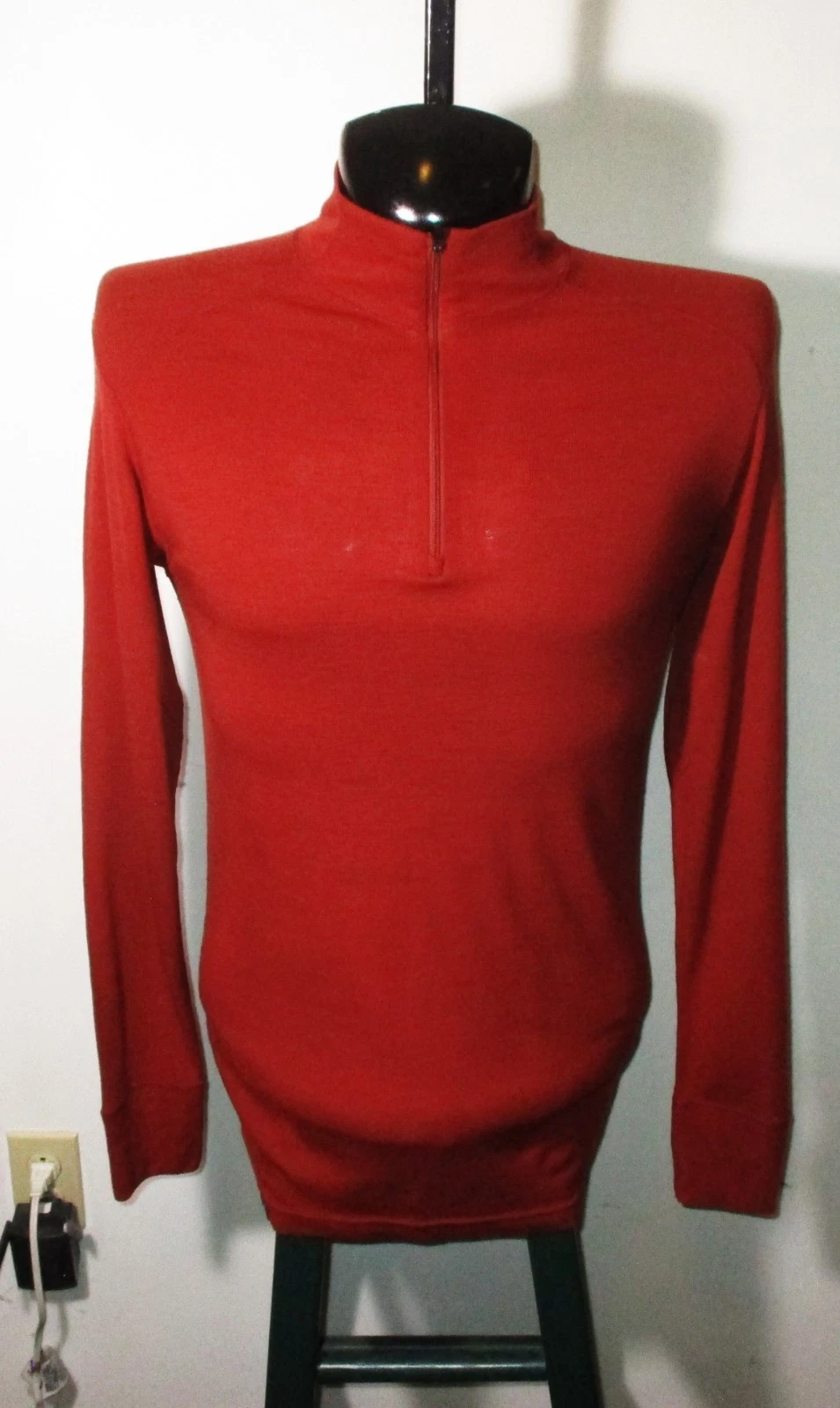 WOOLIES 150 Rust 100% Merino Wool 1/2 Zip Thermal Under Layer Jersey Men's XL