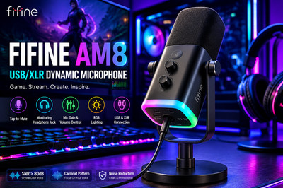 FIFINE AM8 USB XLR Dynamic RGB Gaming Microphone PC Streaming Podcast Mic