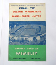 1958 FA Cup Final Programme. Bolton Wanderers v Manchester United.