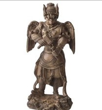 Karasu Tengu Wood Carving Buddha Statue Amulet for Protection & Good Luck 19.7cm