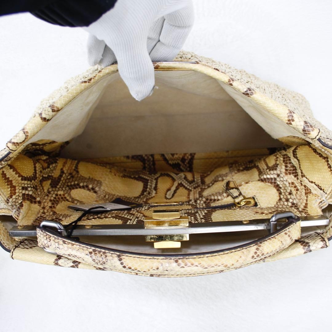 Fendi Peekaboo Straw Python Pattern Handbag 2way - image 14
