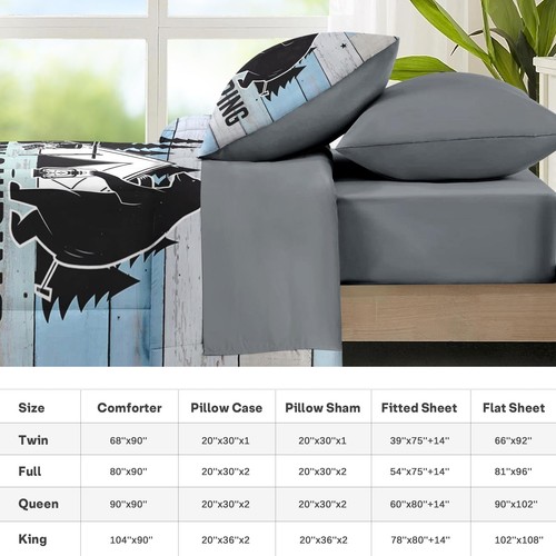 7 Pcs Comforter Set Queen Size, Vintage Happy Camping Bedding Set for Kids an... - Picture 5 of 7