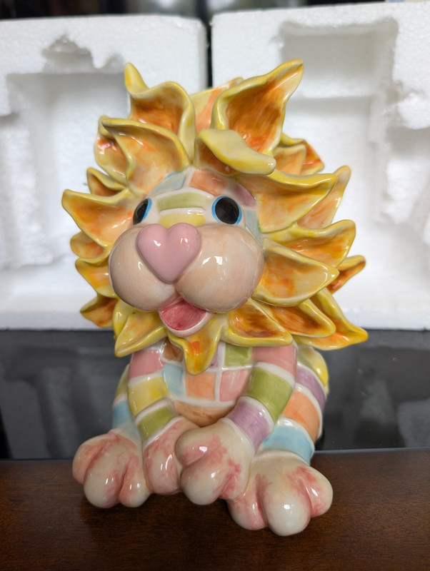 Coin Bank: Koko Originals Koko Kritters Lion Multicolor Patchwork Ceramic 2005
