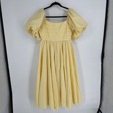 &Merci dress medium M butter yellow milkmaid puff sleeve midi wedding cotton