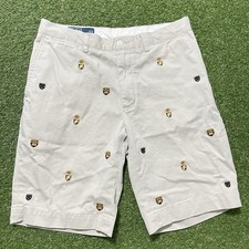 Vintage Polo Ralph Lauren Shorts All Over Print Embroidered Crest Logo Chino 32