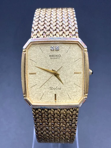 [Exc+5] SEIKO Dolce 9521-5210 Mens Vintage Watch 2P Diamond Quartz Japan