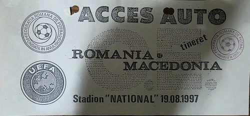 Football tickets / Parking / 1997 Youth Romania - Macedonia