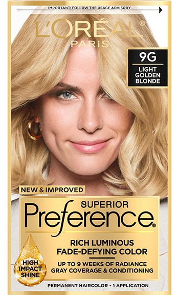 Loreal Preference Color Light Golden Blonde Permanent Fade Defying 9G 2 Pack