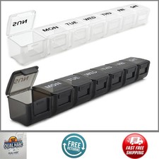 2 Pack Weekly Pill Organizer AM/PM Large 7 Day Case Medicine Box White Black