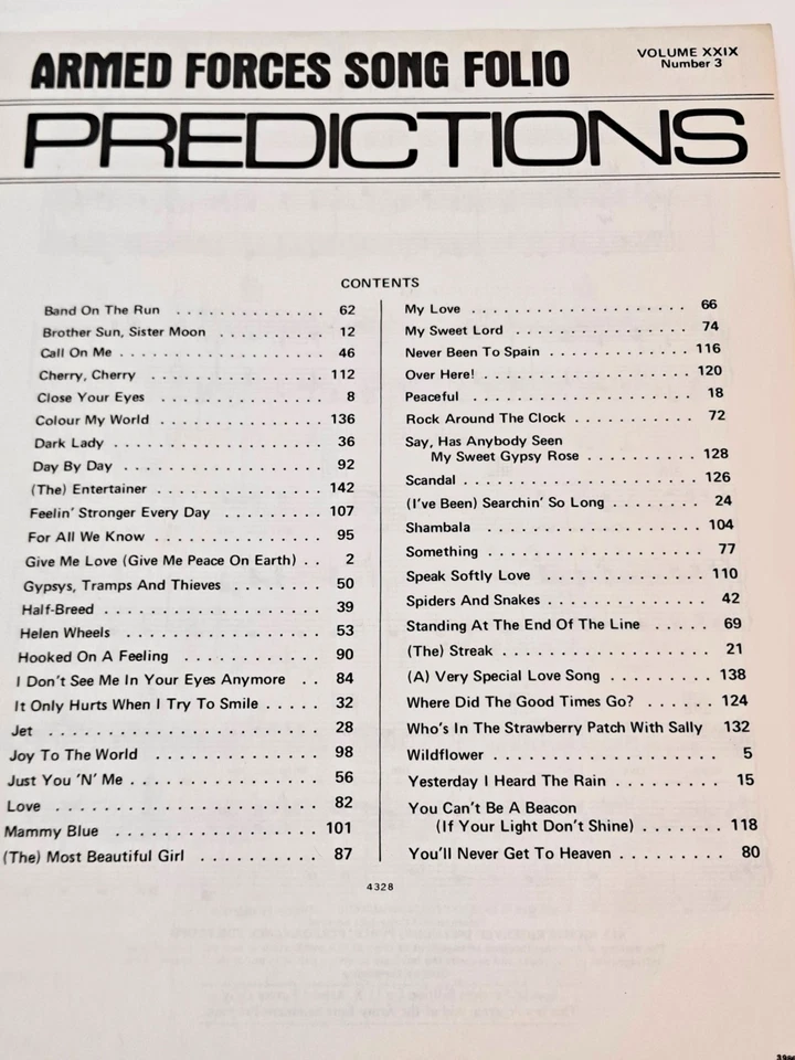 Predictions: Armed Forces Song Folio Volume XXIX Number 3 (1975 3rdQ) - Image 2 of 4