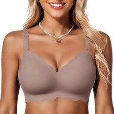 Jelly Bras for Women No Underwire Scalloped Push Up Wireless Bralettes Seamless