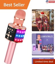 Bluetooth Karaoke Microphone with Echo, Lights - Perfect Gift for All Ages
