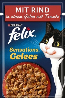 FELIX Sensations Gelees Katzenfutter nass Rind Tomate Gelee 312er Pack 26x85g