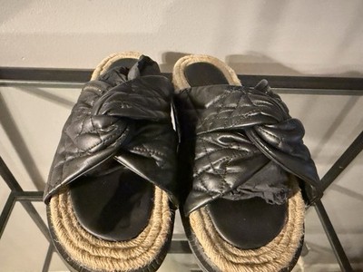 Dior Dtwist Cannage Quilted Cushioned Slide Sandals Black EU 42