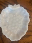Vintage Hazel Atlas Milk Glass Harvest Grape candy trinket dish 6.75”