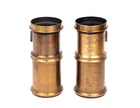 Pair of Brass Long Lenses for 19th century Bi-unial Lantern Slide Projector