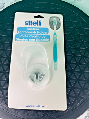 Sttelli Suction Toothbrush Holder Mount White Bathroom Shower Wall New