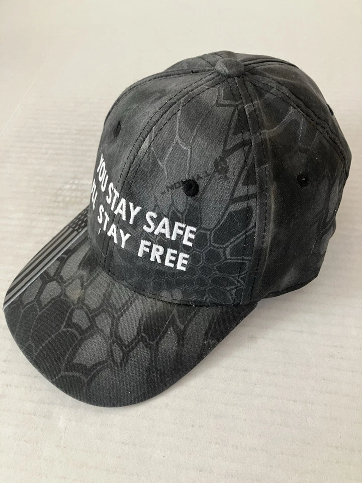 Kryptek Outdoor Cap Adjustable Hat You Stay Safe I'll Stay Free Black Gray Flag - Image 3 of 4