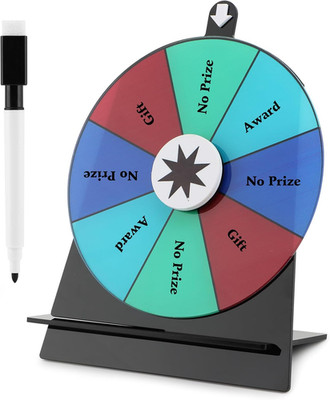 6 Inch Prize Wheel,8 Slots Color Tabletop Roulette Wheel of Fortune Spin with Dr