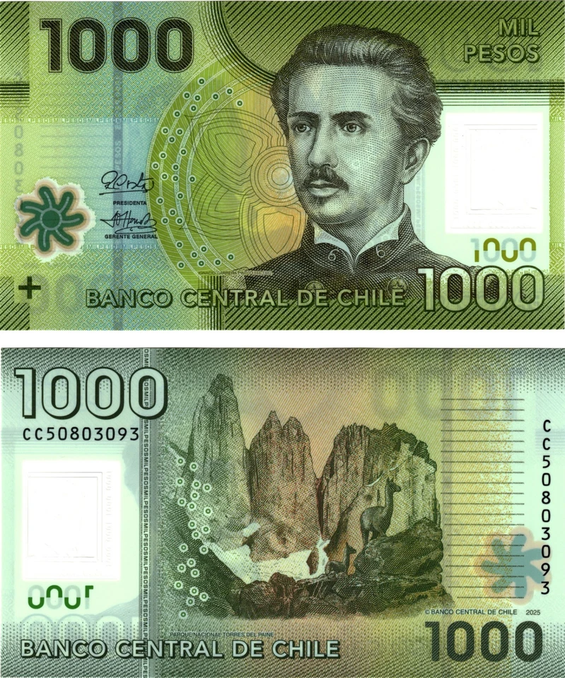 2025 Chile P161 Polymer Banknote 1000 Pesos New Date / Signature - Bild 1 von 1