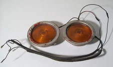 2 Vintage 5.5" Trailer Stop or Turn Lights w/ Stimsonite 150A Amber Lens Tested