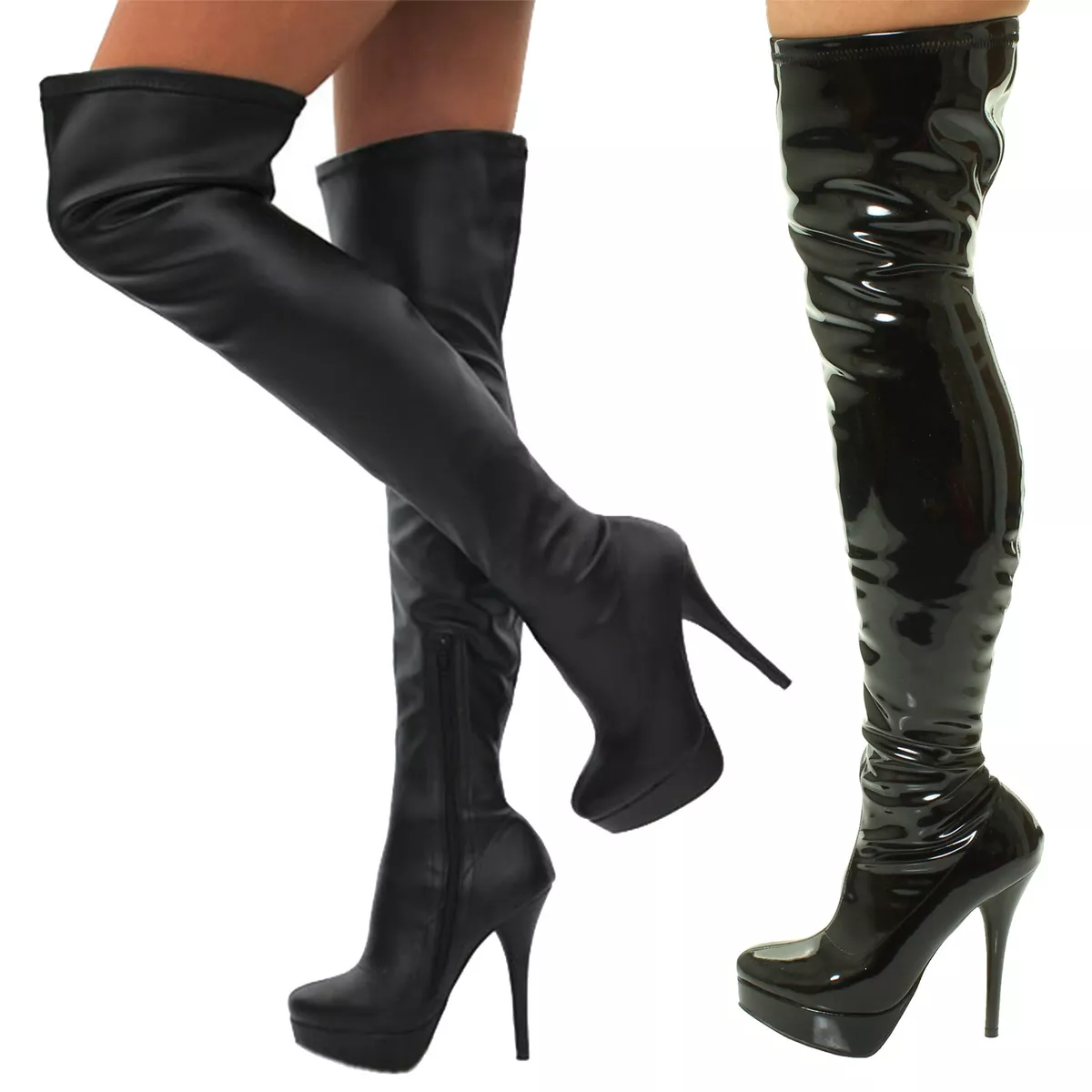 Sexy black thigh high hotsell boots