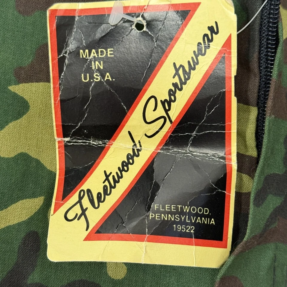 NOS NWT Vtg 70 80's Fleetwood Sportswear CAMOUFLAGE Hunting COVERALLS Camo Suit - Image 3 of 4