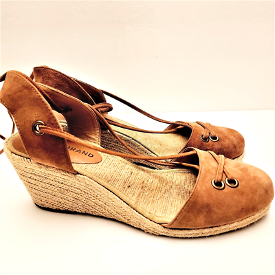 Lucky Brand Keller Boho Suede Leather Espadrille Wrap Wedge  display picture 1
