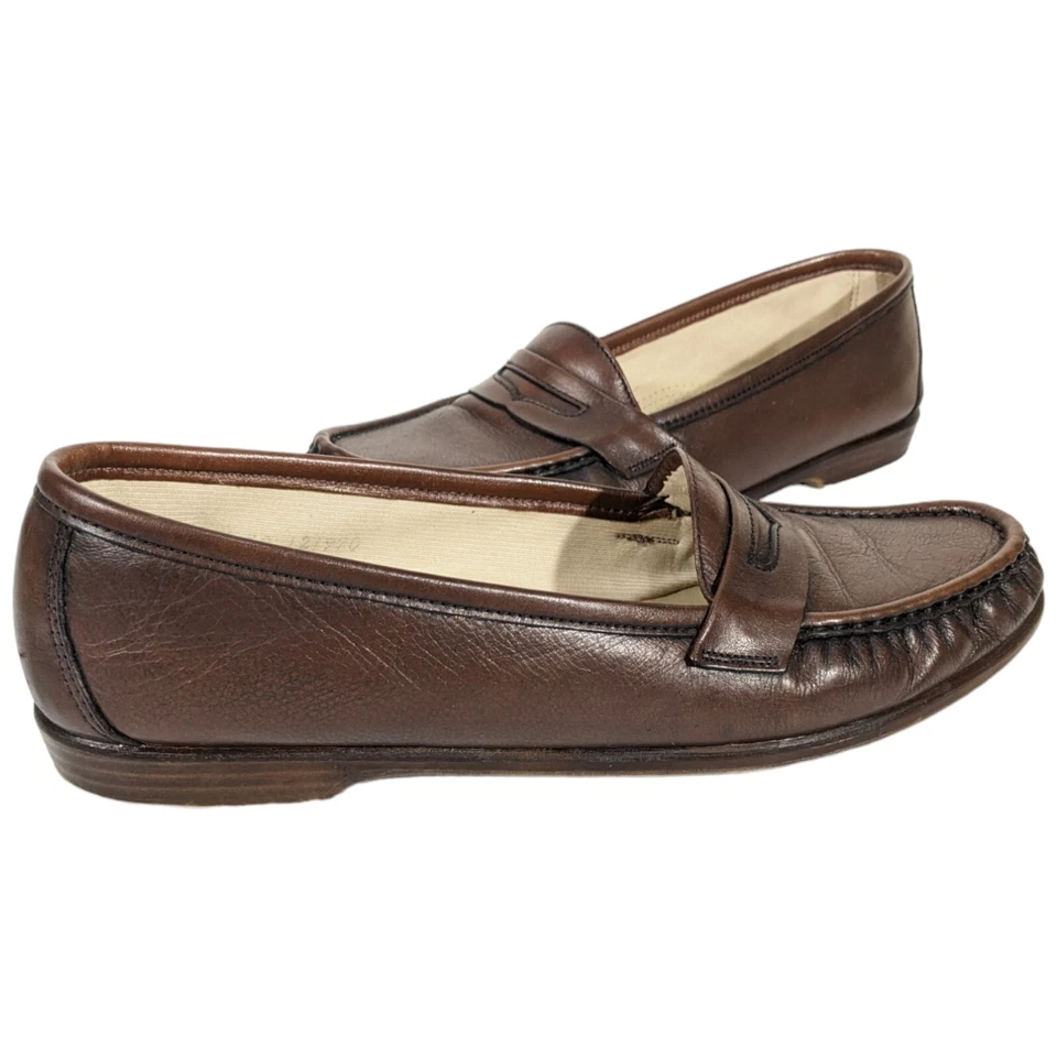 SAS Talla 11 Estrecho N Marrón Penny Mocasines Mujer Zapatos Sin Cordones Cuero Mocasines Foto 2 de 4