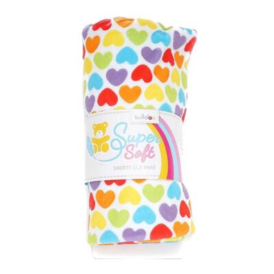 Kullaloo Plüsch Super Soft SHORTY Rainbow Love Hearts 0,75x1m nähen Nähmaschine