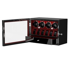 Automatic 4 Watch Winder Case with Jewelry Drawer 6 Display Storage Box LED Gift