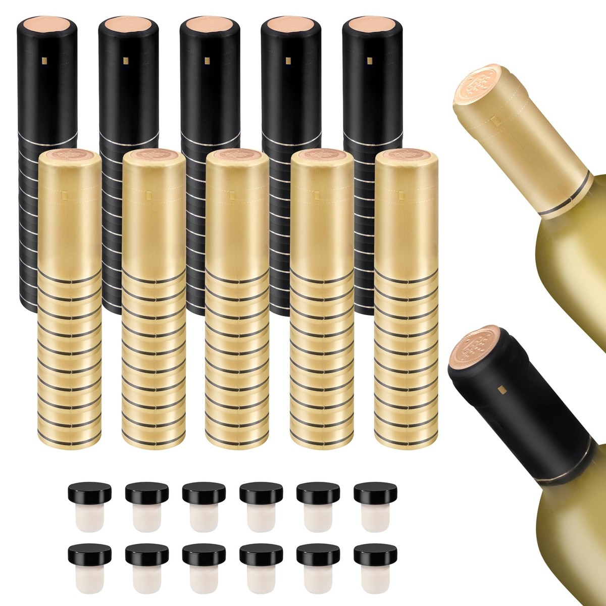 Gold with Black Grapes PVC Shrink Capsules - 62 ct