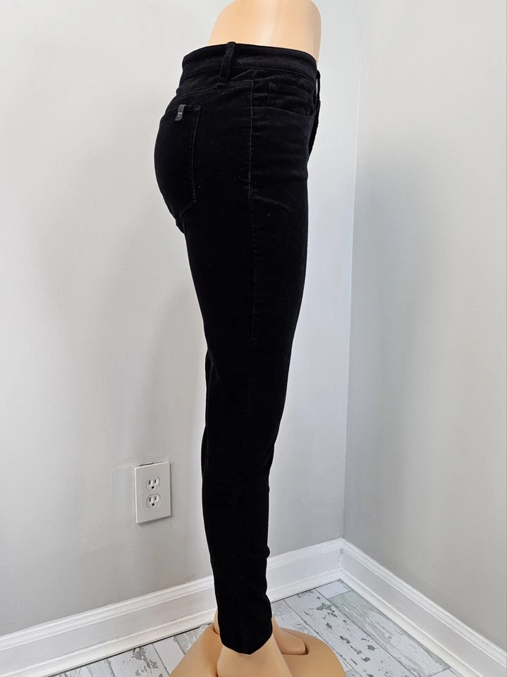 Pantalones de terciopelo para mujer Joes 29 negros tiro medio ajustados al tobillo minimalistas Foto 2 de 4