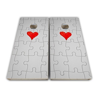 Puzzle Heart Cornhole Board Wraps Skins Vinyl Laminated HIGH QUALITY!