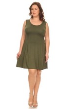 New Plus Size Olive Green Sleeveless Basic Above-Knee Shift Dress Size 2X