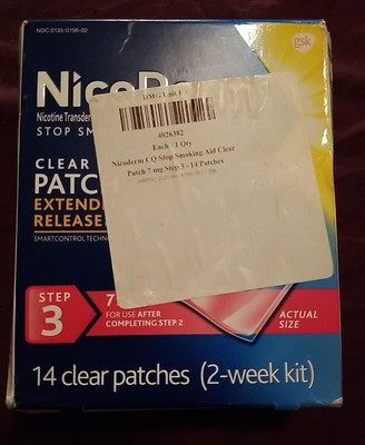 EXP 12/24 - 1 NEW NIB NicoDerm CQ Step 3 - 7mg - Clear Nicotine Patch - 14 Count