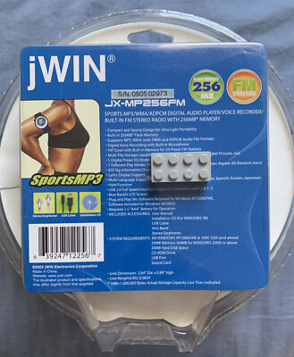 Jwin Sports Mp3 Player 256 MB Voice Recorder w/FM Stereo Radio