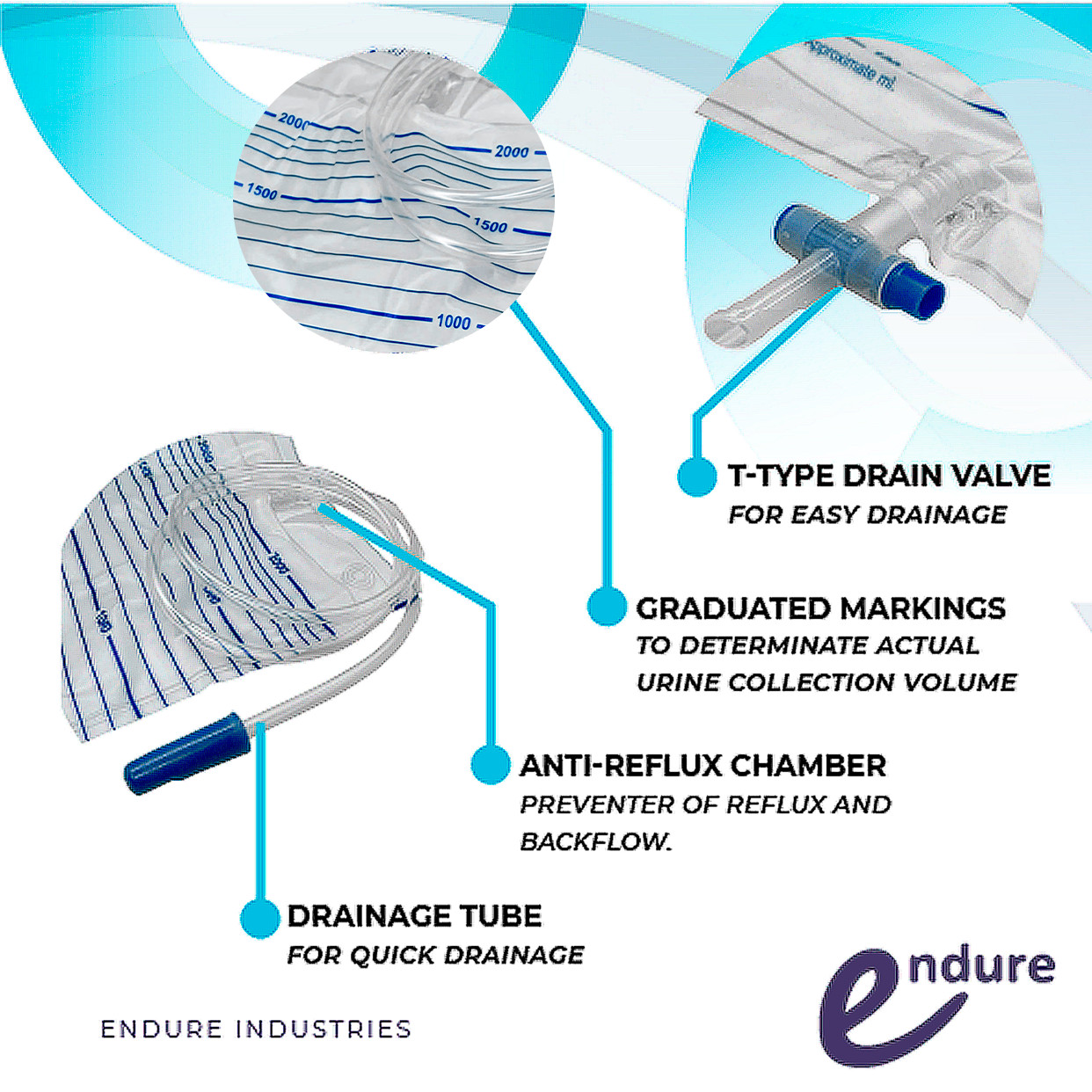 Adult Urine Bag, 2000 ml (Pack of 5) INSTITUTO TECNOLÓGICO DE CHINÁ