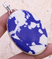 Blue Mosaic 925 Silver Plated Handmade Pendant of 2.5"
