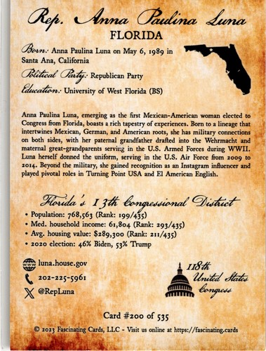 2023-24 Fascinating Cards Congress Pick a Card Florida - Picture 13 of 61