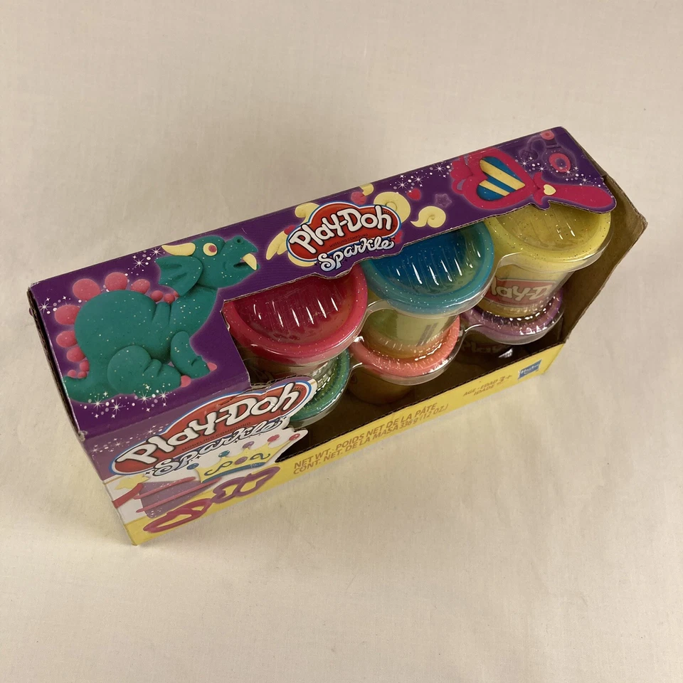 Hasbro Play-Doh Sparkle Compound 6 Color Collection New w/Cutters - Image 3 of 4
