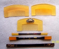 VINTAGE JAPANESE KANZASHI HAIR COMB HAIR PIN SET - NO US IMPORT FEES