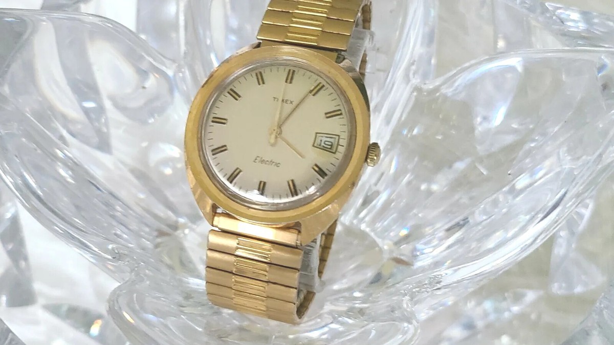 Vintage 1971 Timex Electric Gold Tone Silver-Dial Men's Watch | eBay