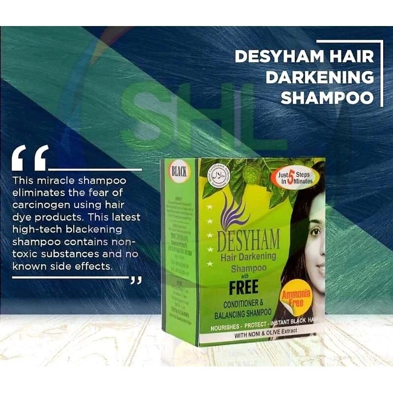 Desyham Hair Darkening Shampoo henna Dye Inai Pewarna Rambut 1 box - Image 2 of 3
