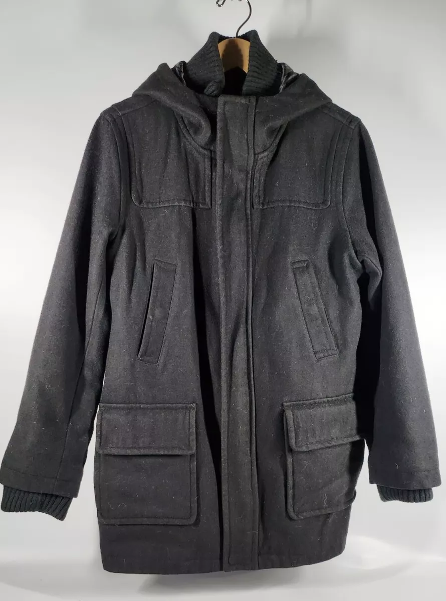 Vintage Tommy Hilfiger Wool Blend Long Coat Womens Small Black