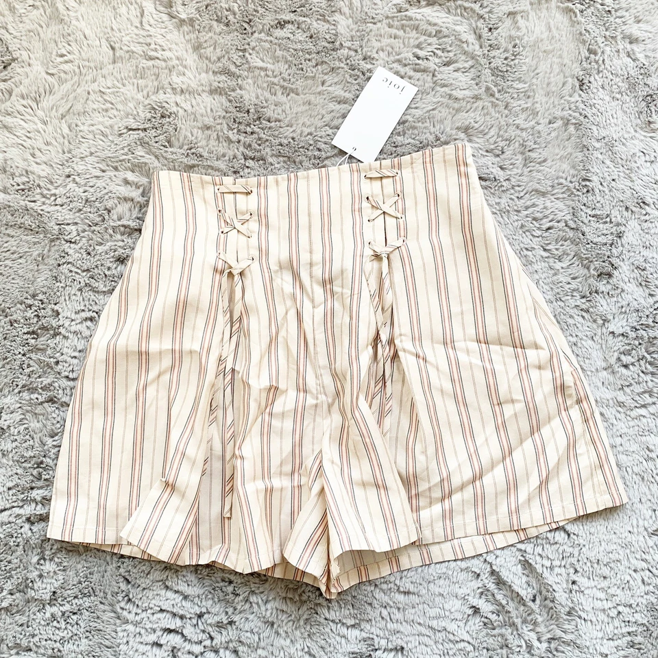 Joie плиссированные шорты на шнуровке женщин 6 желтовато-коричневый в полоску коробка Boseda новый - Изображение 3 из 4