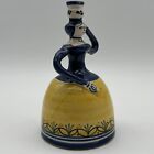 Rare Artesania La Menora Talavera Espana Lady Figurine Art Pottery Bell